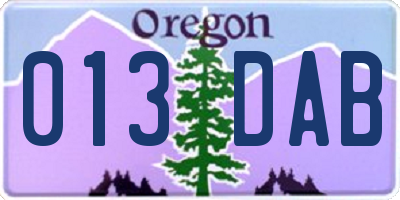 OR license plate 013DAB
