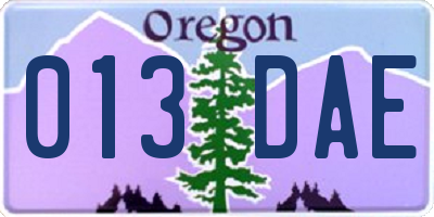 OR license plate 013DAE
