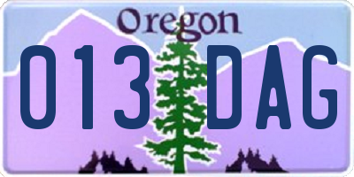 OR license plate 013DAG