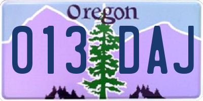 OR license plate 013DAJ