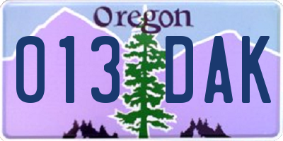 OR license plate 013DAK