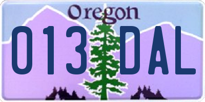 OR license plate 013DAL