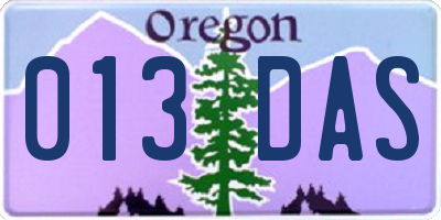OR license plate 013DAS