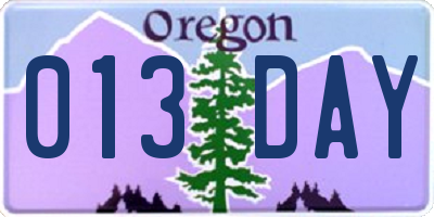 OR license plate 013DAY