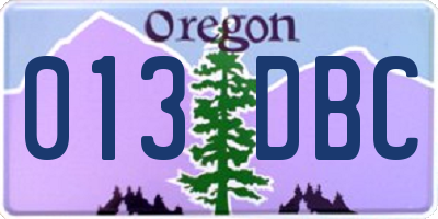 OR license plate 013DBC