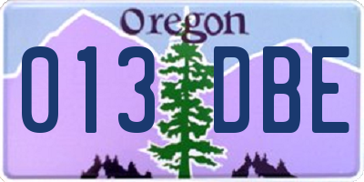 OR license plate 013DBE