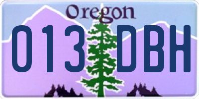 OR license plate 013DBH