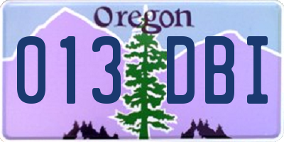 OR license plate 013DBI