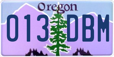 OR license plate 013DBM
