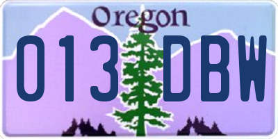 OR license plate 013DBW