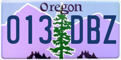 OR license plate 013DBZ