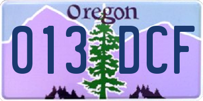OR license plate 013DCF
