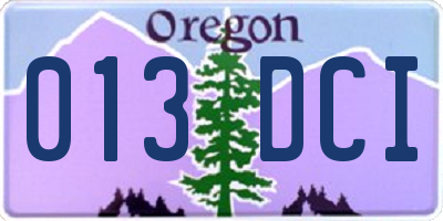 OR license plate 013DCI