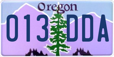 OR license plate 013DDA
