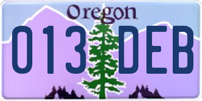 OR license plate 013DEB