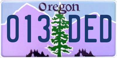 OR license plate 013DED