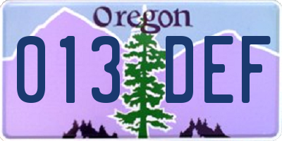 OR license plate 013DEF