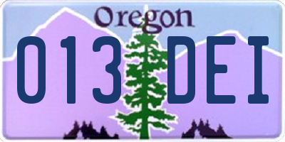 OR license plate 013DEI