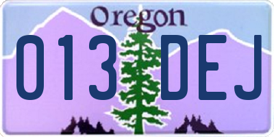 OR license plate 013DEJ