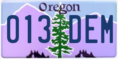 OR license plate 013DEM