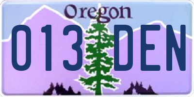 OR license plate 013DEN