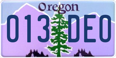 OR license plate 013DEO