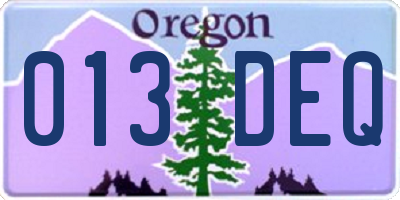 OR license plate 013DEQ