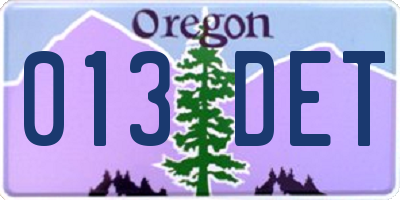 OR license plate 013DET