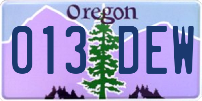 OR license plate 013DEW