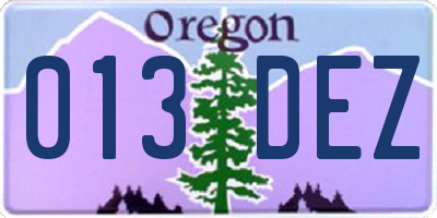 OR license plate 013DEZ
