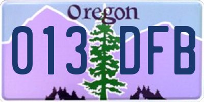 OR license plate 013DFB