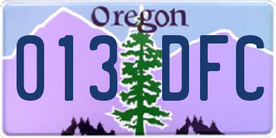 OR license plate 013DFC