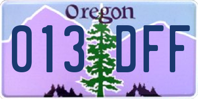 OR license plate 013DFF