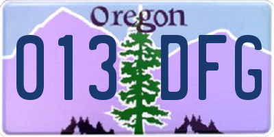 OR license plate 013DFG