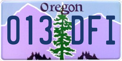 OR license plate 013DFI