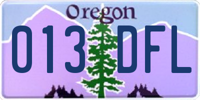 OR license plate 013DFL