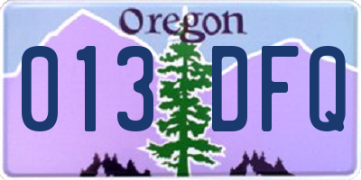 OR license plate 013DFQ