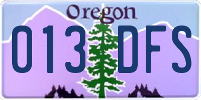 OR license plate 013DFS