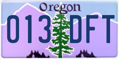 OR license plate 013DFT