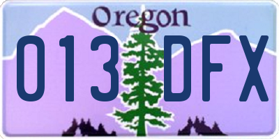 OR license plate 013DFX