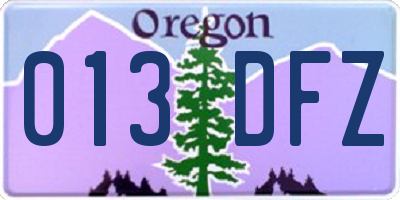 OR license plate 013DFZ