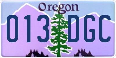 OR license plate 013DGC