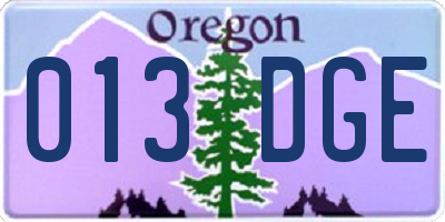 OR license plate 013DGE