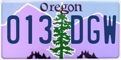 OR license plate 013DGW