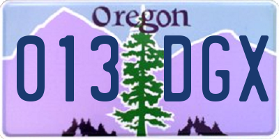 OR license plate 013DGX