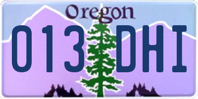 OR license plate 013DHI