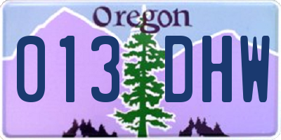 OR license plate 013DHW