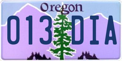 OR license plate 013DIA