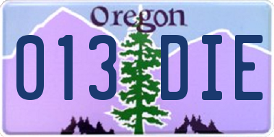 OR license plate 013DIE