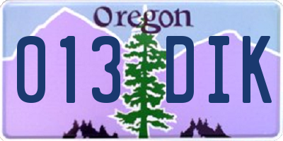 OR license plate 013DIK